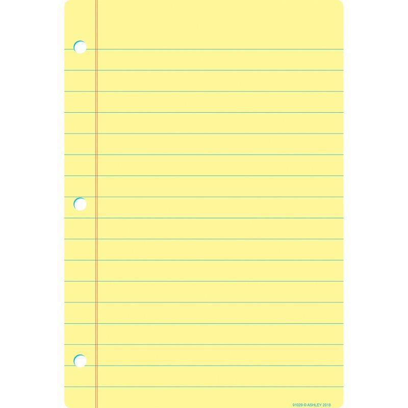 Ashley Productions® Smart Poly™ Chart, 13" x 19", Light Yellow Notebook Paper