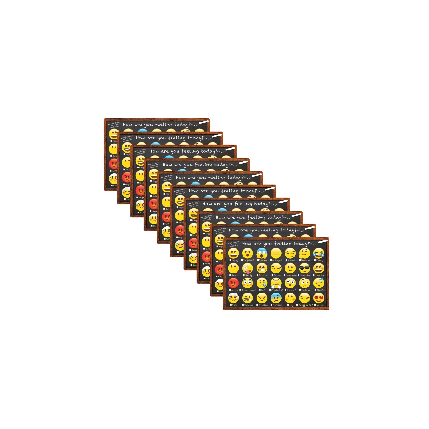 Ashley Productions® Smart Poly™ Chart, 13" x 19", Emotions Icon How Are You Feeling, Pack of 10