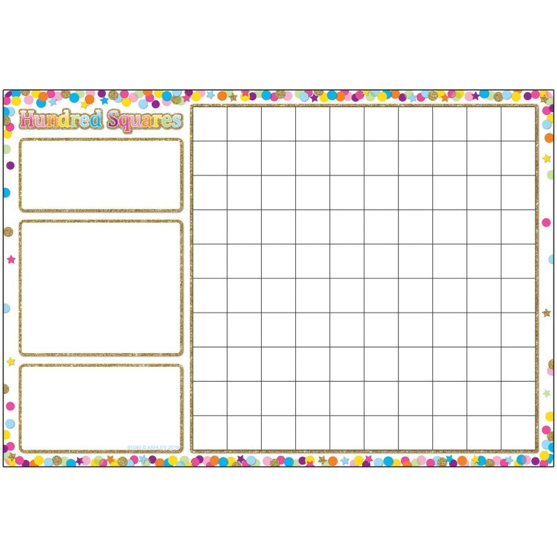 Ashley Productions® Smart Poly™ Chart, 13" x 19", Confetti Hundred Squares