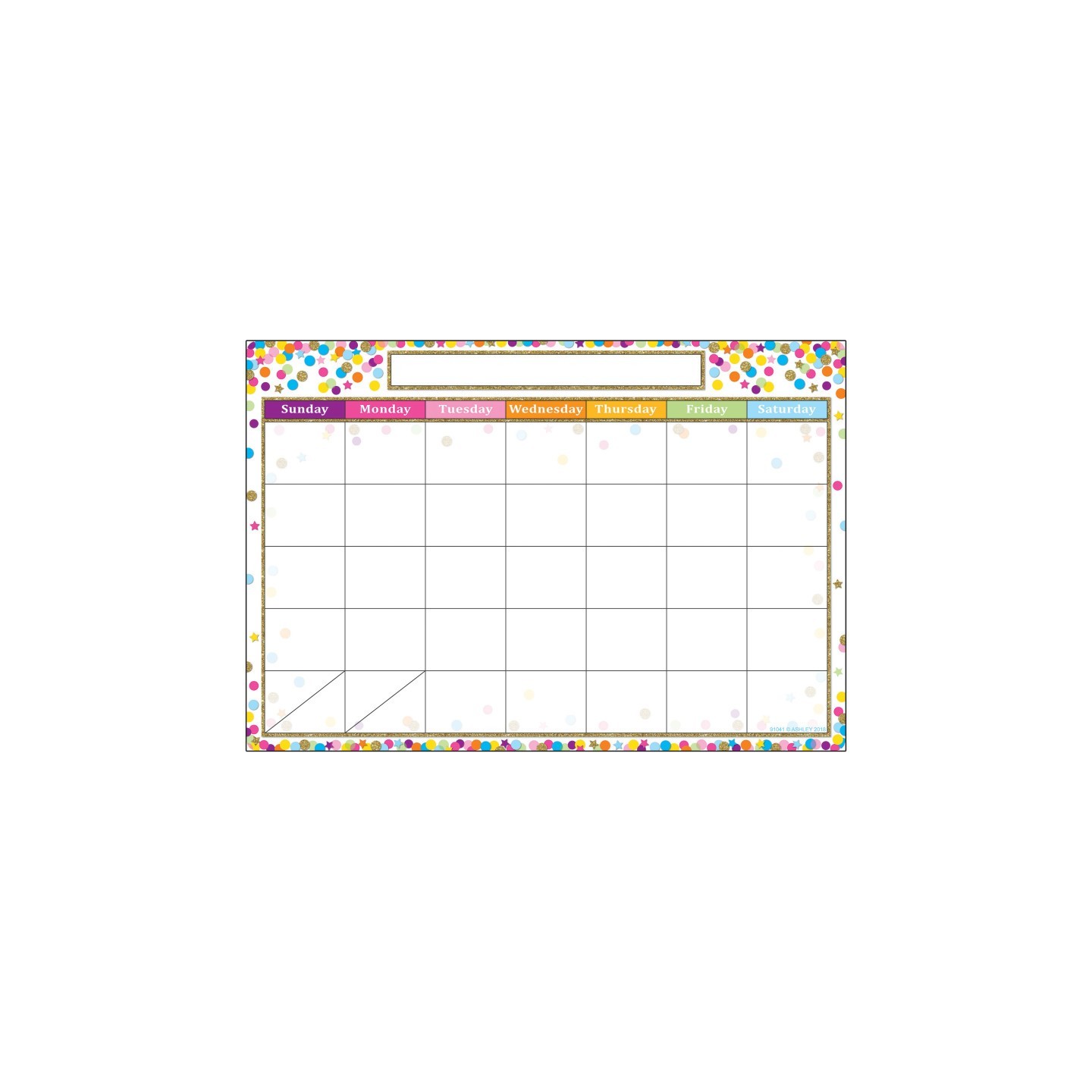 Ashley Productions® Smart Poly™ Chart, 13" x 19", Confetti Calendar