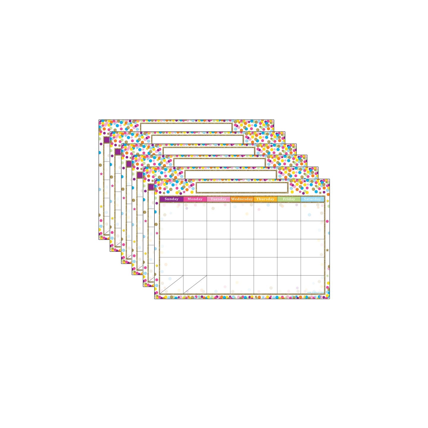 Ashley Productions® Smart Poly Chart, 13" x 19", Confetti Calendar, Pack of 6