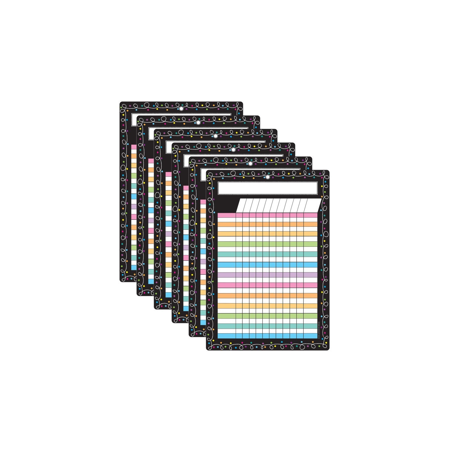Ashley Productions® Smart Poly Chart, 13" x 19", Chalk Dots with Loops Incentive, w/Grommet, Pack of 6
