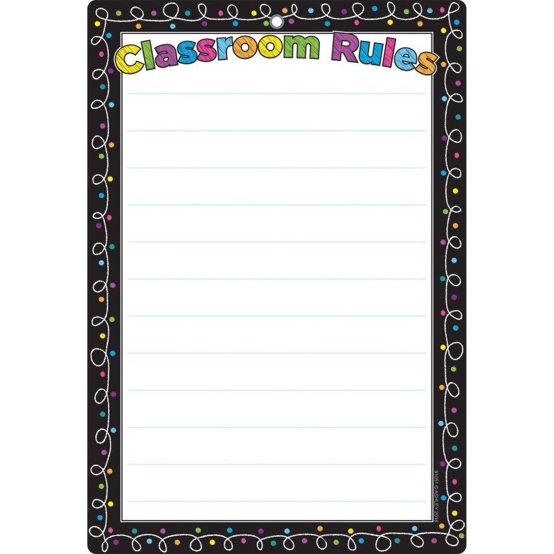 Ashley Productions® Smart Poly™ Chart, 13" x 19", Chalk Dots with Loops Classroom Rules, w/Grommet