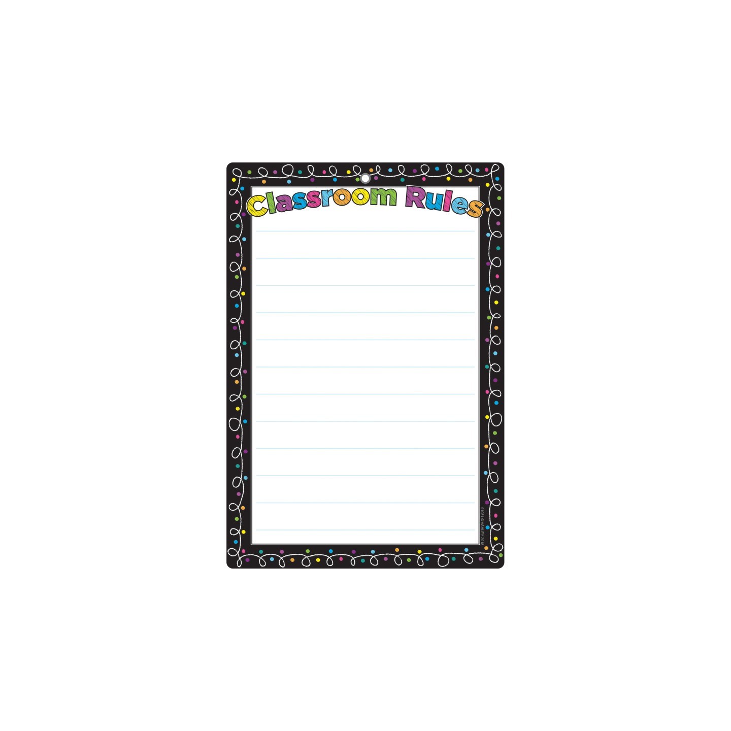 Ashley Productions® Smart Poly™ Chart, 13" x 19", Chalk Dots with Loops Classroom Rules, w/Grommet