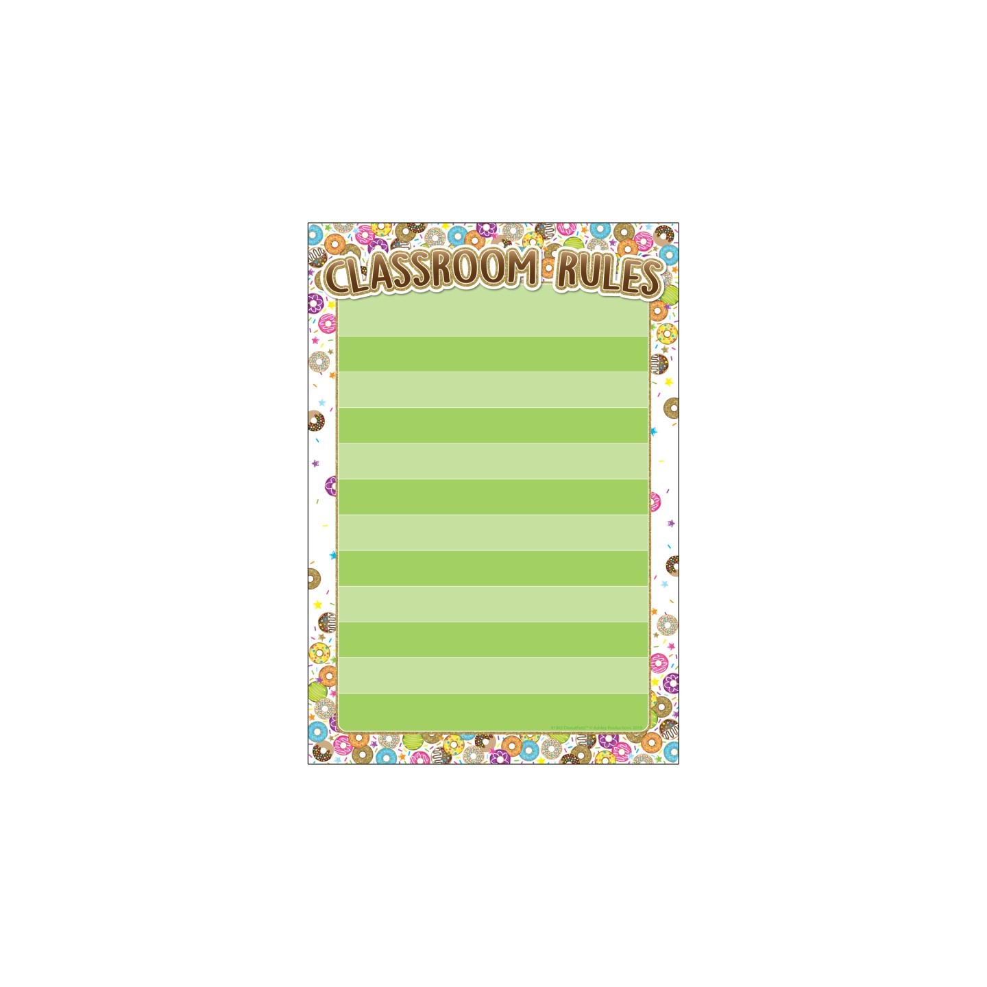 Ashley Productions® Smart Poly® Chart, DonutFetti® Classroom Rules, 13" x 19"