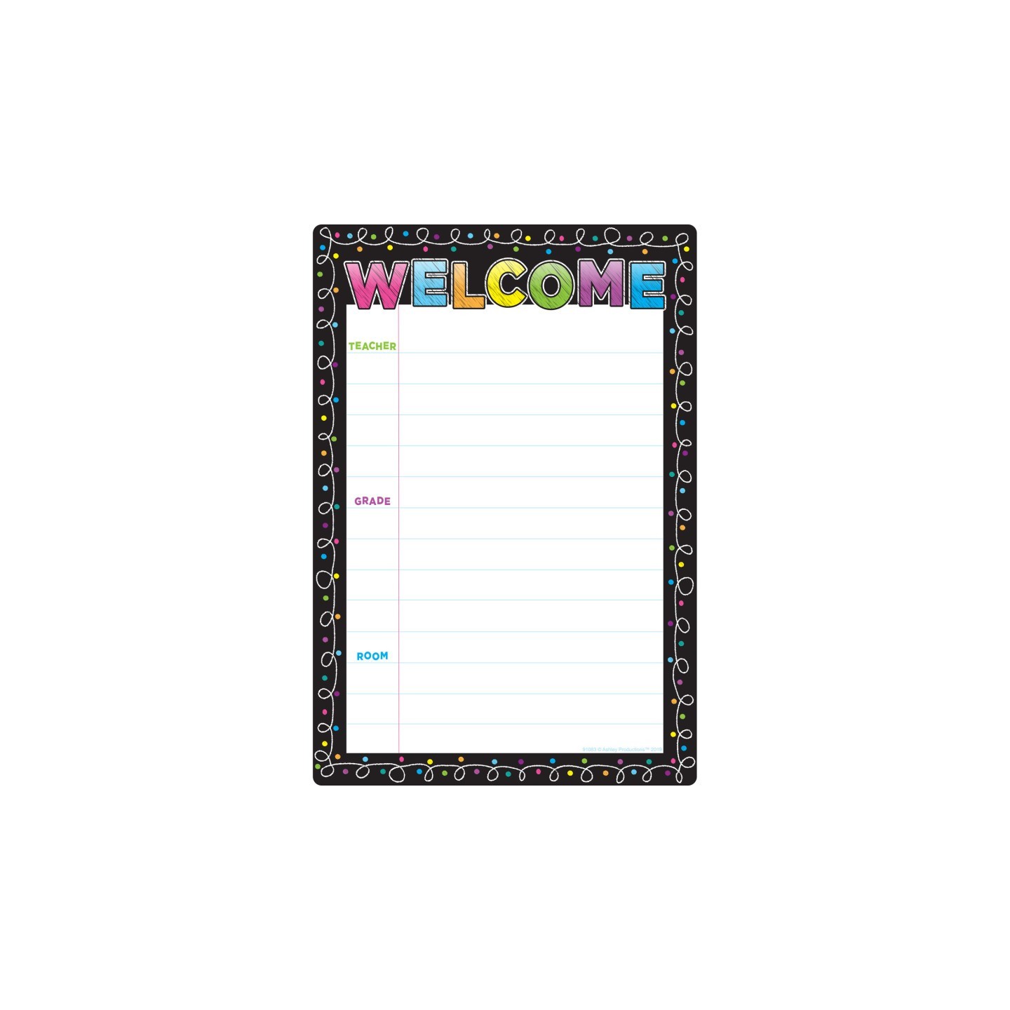 Ashley Productions® Smart Poly® Chart Chalk Dots Welcome, 13" x 19"
