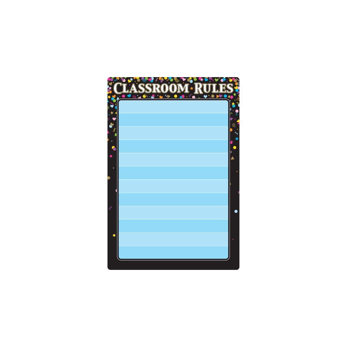Ashley Productions® Smart Poly® Chart Black Confetti Classroom Rules, 13" x 19"