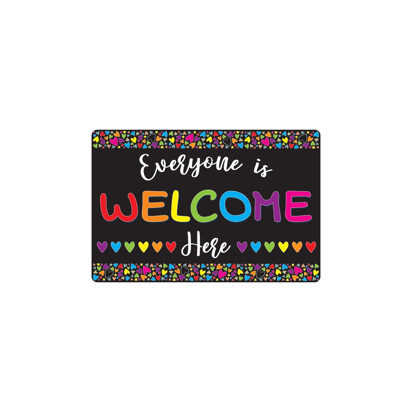 Smart Poly® Welcome Mat with Slip Resistant Backing, 15.5" x 23.5", Everyone is Welcome Here, Hearts