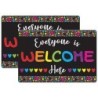 Smart Poly® Welcome Mat with Slip Resistant Backing, 15.5" x 23.5", Everyone is Welcome Here, Hearts, Pack of 2