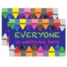Smart Poly® Welcome Mat with Slip Resistant Backing, 15.5" x 23.5", Crayons, Everyone is Welcome Here, Pack of 2