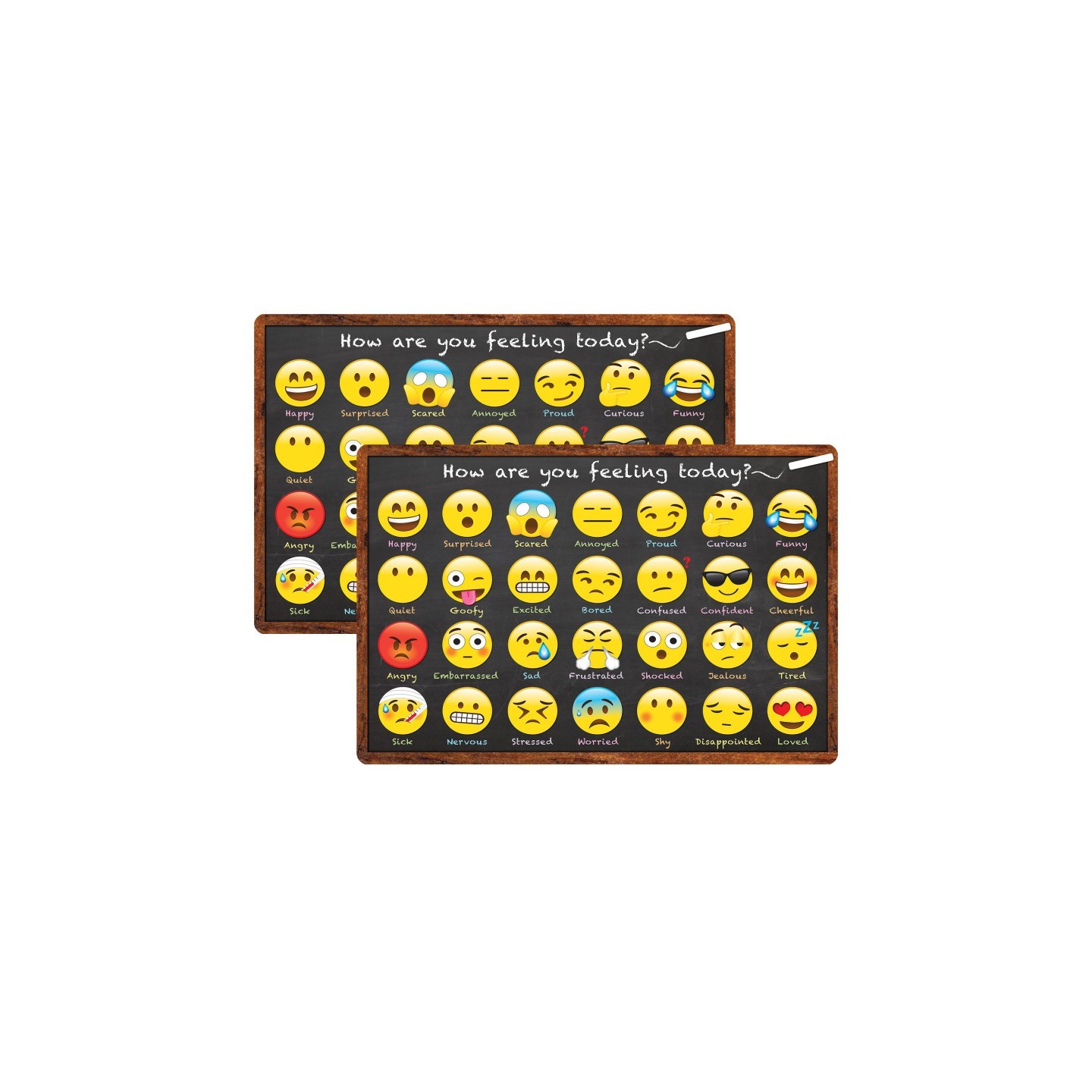 Smart Poly® Welcome Mat with Slip Resistant Backing, 15.5" x 23.5", Emotion Icon Feelings, Pack of 2