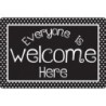 Smart Poly® Welcome Mat with Slip Resistant Backing, 15.5" x 23.5", Black and White Dots Everyone is Welcome Here