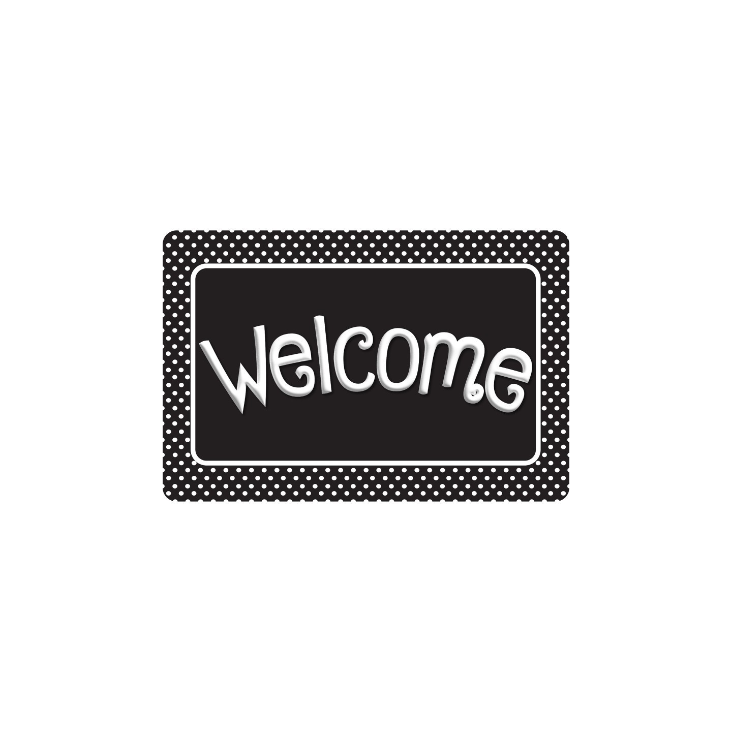 Ashley Productions® Smart Poly™, The Original Fun Mat™, Welcome Mat, 15.5" x 23.5", Black and White Polka Dots, Welcome