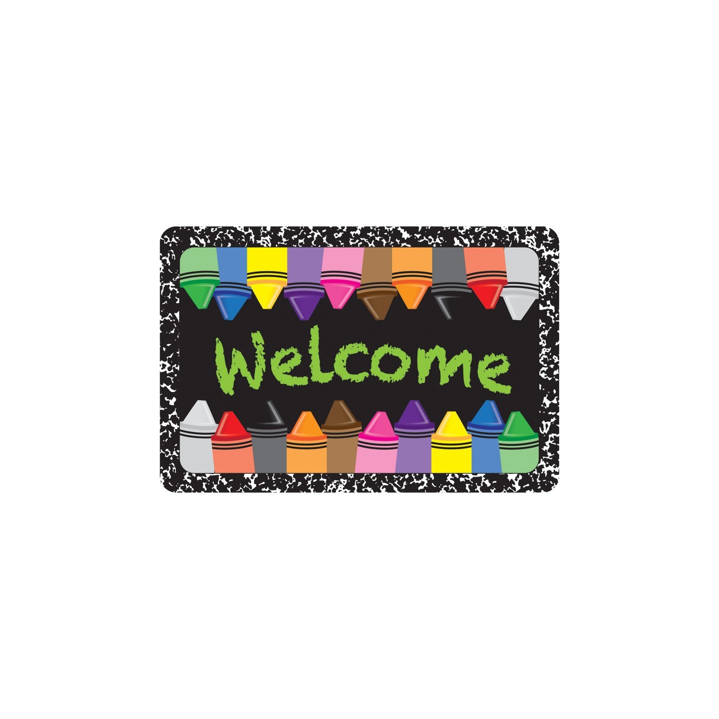 Ashley Productions® The Original Fun Mat™, Welcome Mat, 15.5" x 23.5", Welcome Crayons Composition