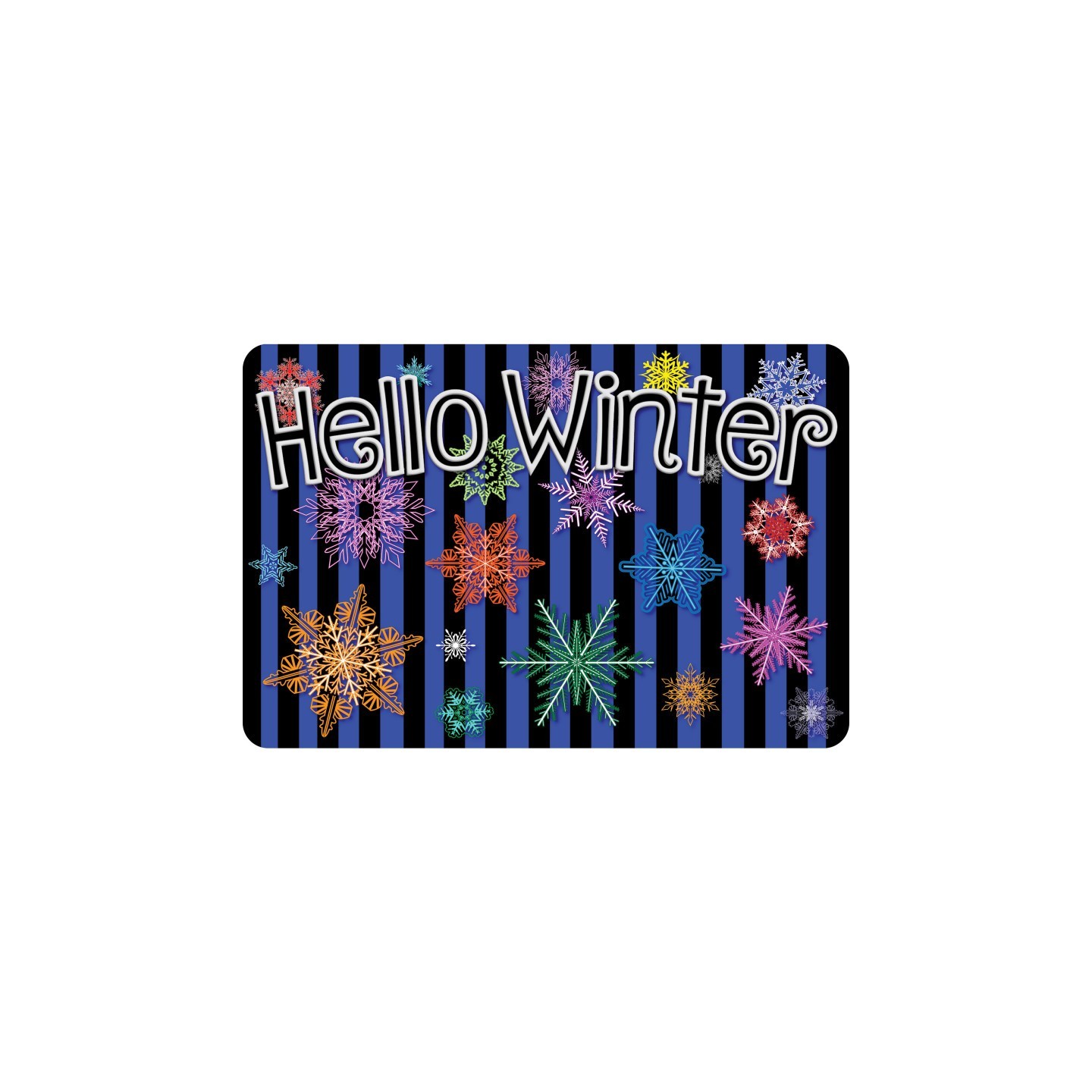 Ashley Productions® The Original Fun Mat™, Welcome Mat, 15.5" x 23.5", Hello Winter Colorful Snowflakes