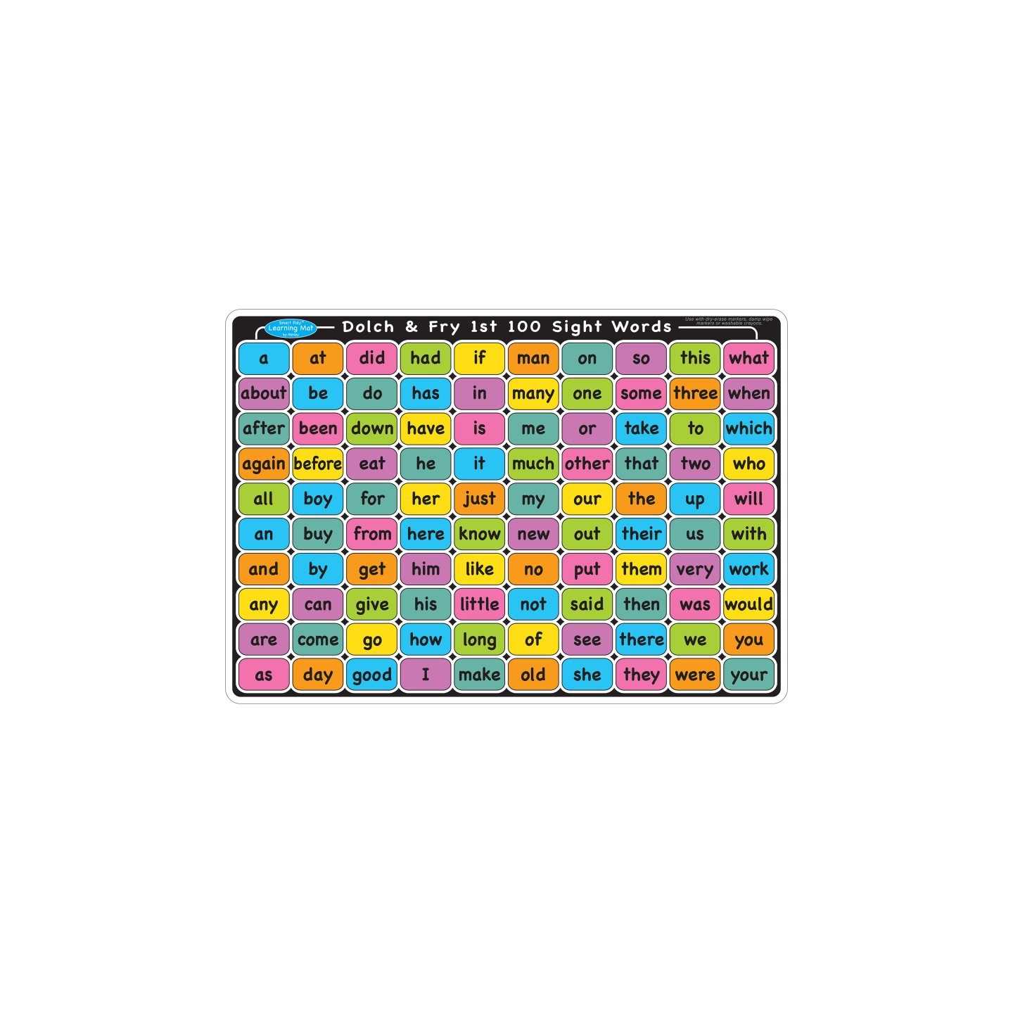 Ashley Productions® Smart Poly™ Learning Mat, 12" x 17", Double-Sided, Sight Words 1st & 2nd 100