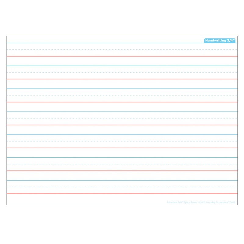 Ashley Productions® Smart Poly® Single Sided PosterMat Pals® Space Savers, Handwriting 3/4", 13" x 9.5"