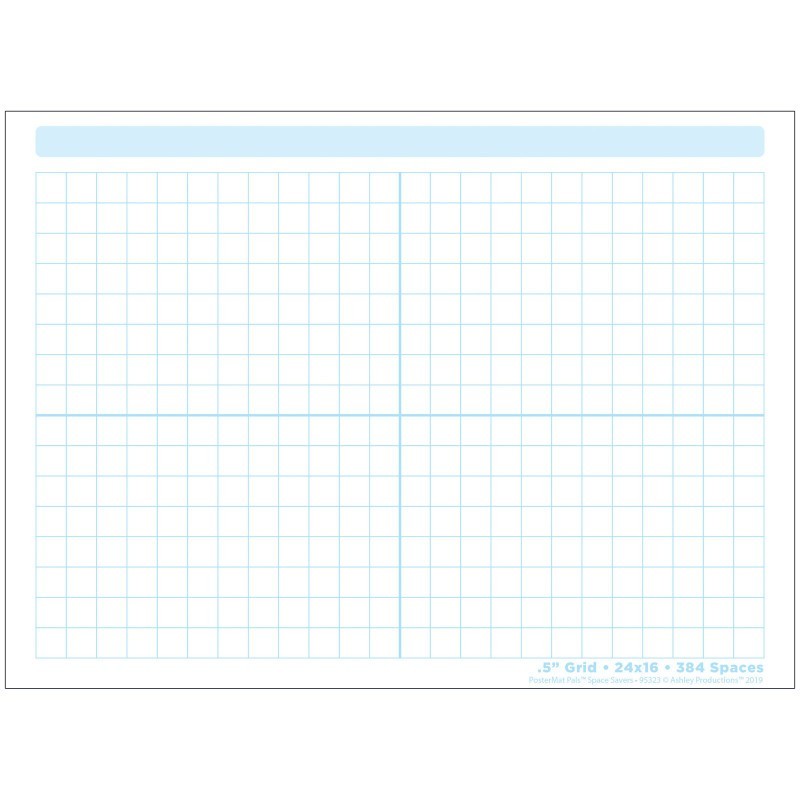 Ashley Productions® Smart Poly® Single Sided PosterMat Pals® Space Savers, 1/2" Grid Blocks, 468 Blocks, 13" x 9.5"