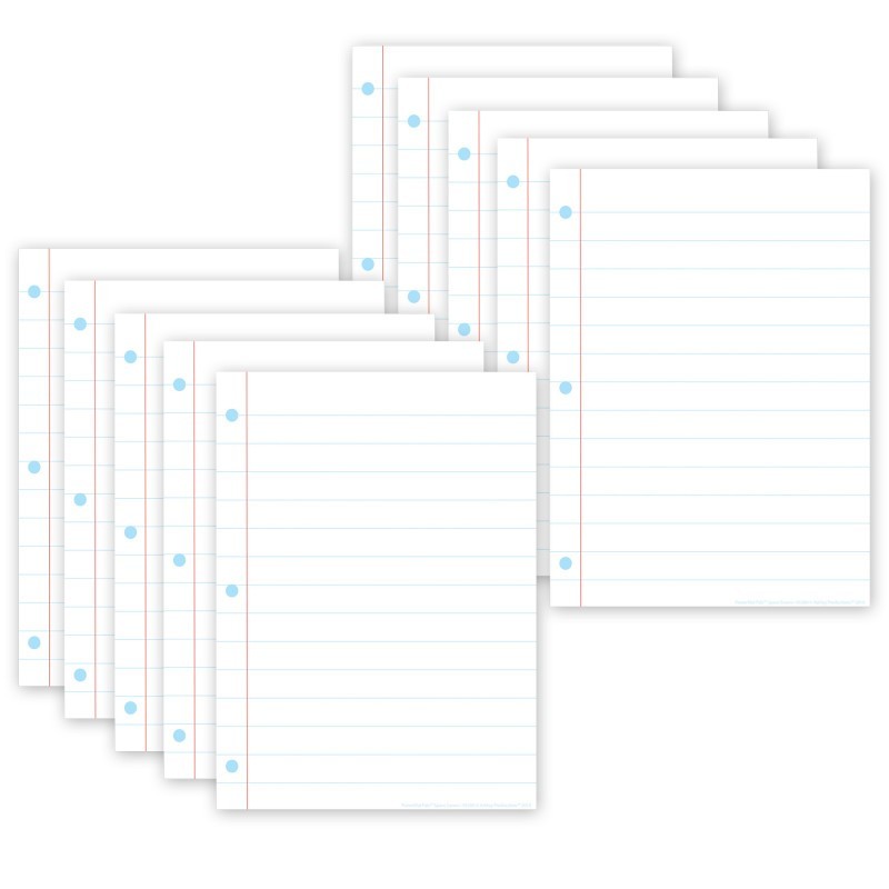 Ashley Productions® Smart Poly® PosterMat Pals™ Space Savers, 13" x 9-1/2", White Notebook Paper, Pack of 10
