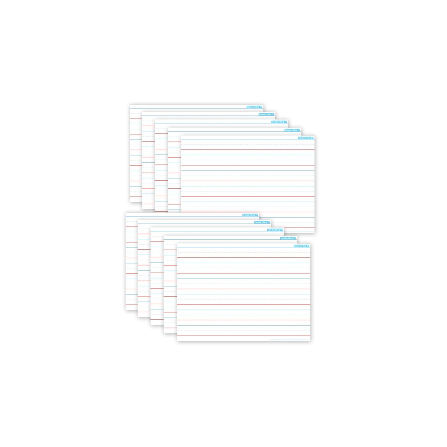 Ashley Productions® Smart Poly® PosterMat Pals™ Space Savers, 13" x 9-1/2", Handwriting 1", Pack of 10