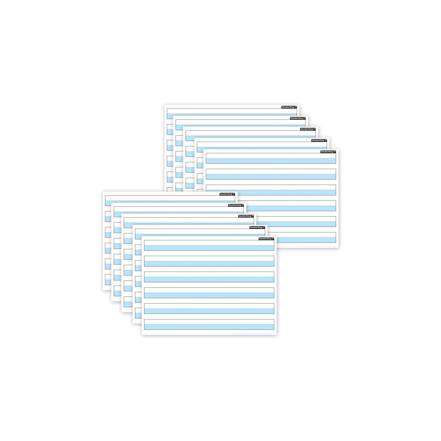 Ashley Productions® Smart Poly® PosterMat Pals™ Space Savers, 13" x 9-1/2", 1" Handwriting Highlighted Blue, Pack of 10