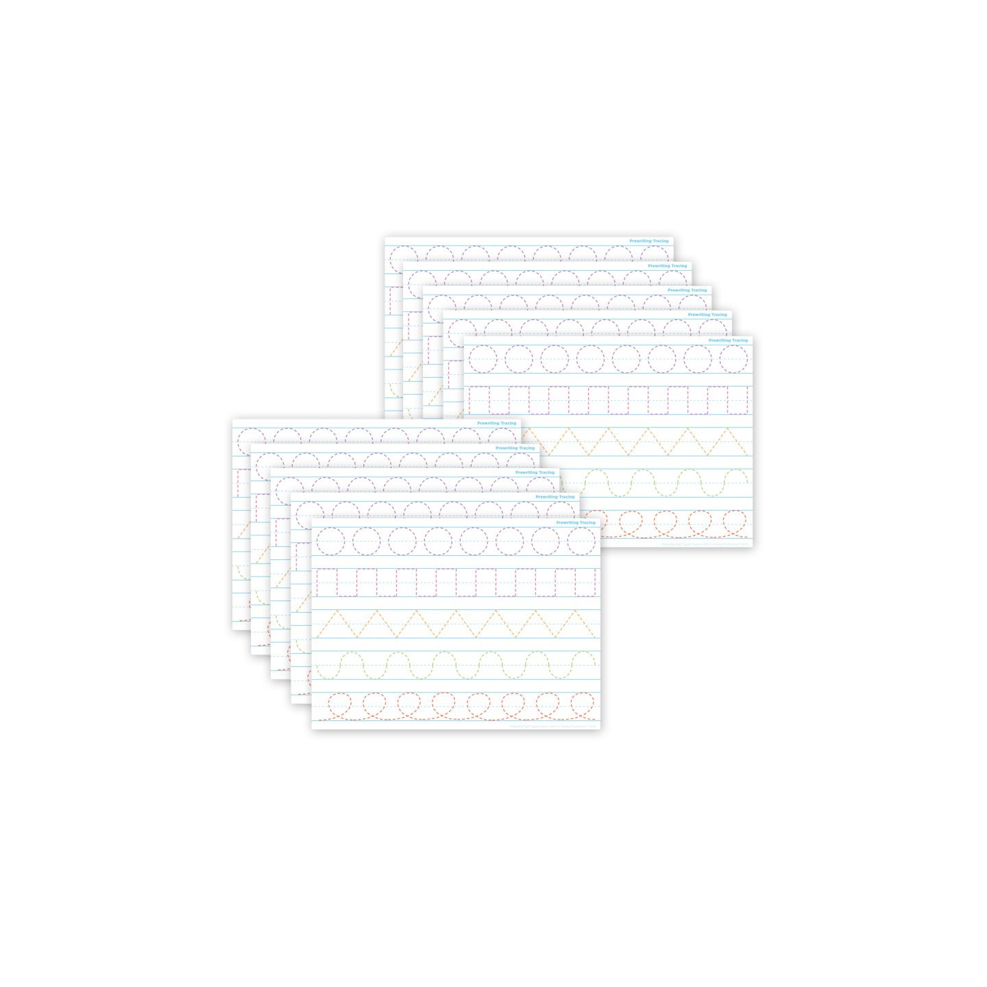 Ashley Productions® Smart Poly® PosterMat Pals™ Space Savers, 13" x 9-1/2", Prewriting Tracing, Pack of 10