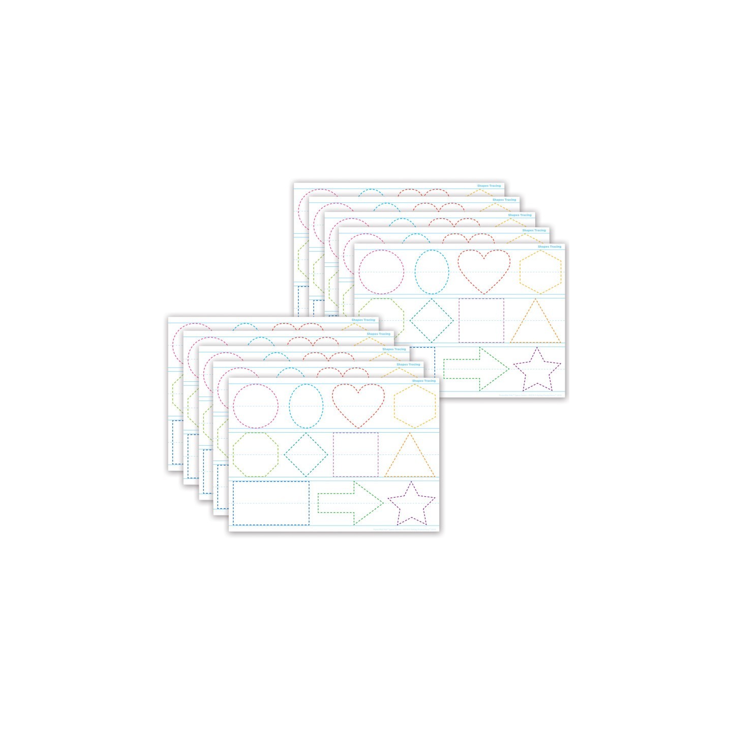 Ashley Productions® Smart Poly® PosterMat Pals™ Space Savers, 13" x 9-1/2", Shapes Tracing, Pack of 10