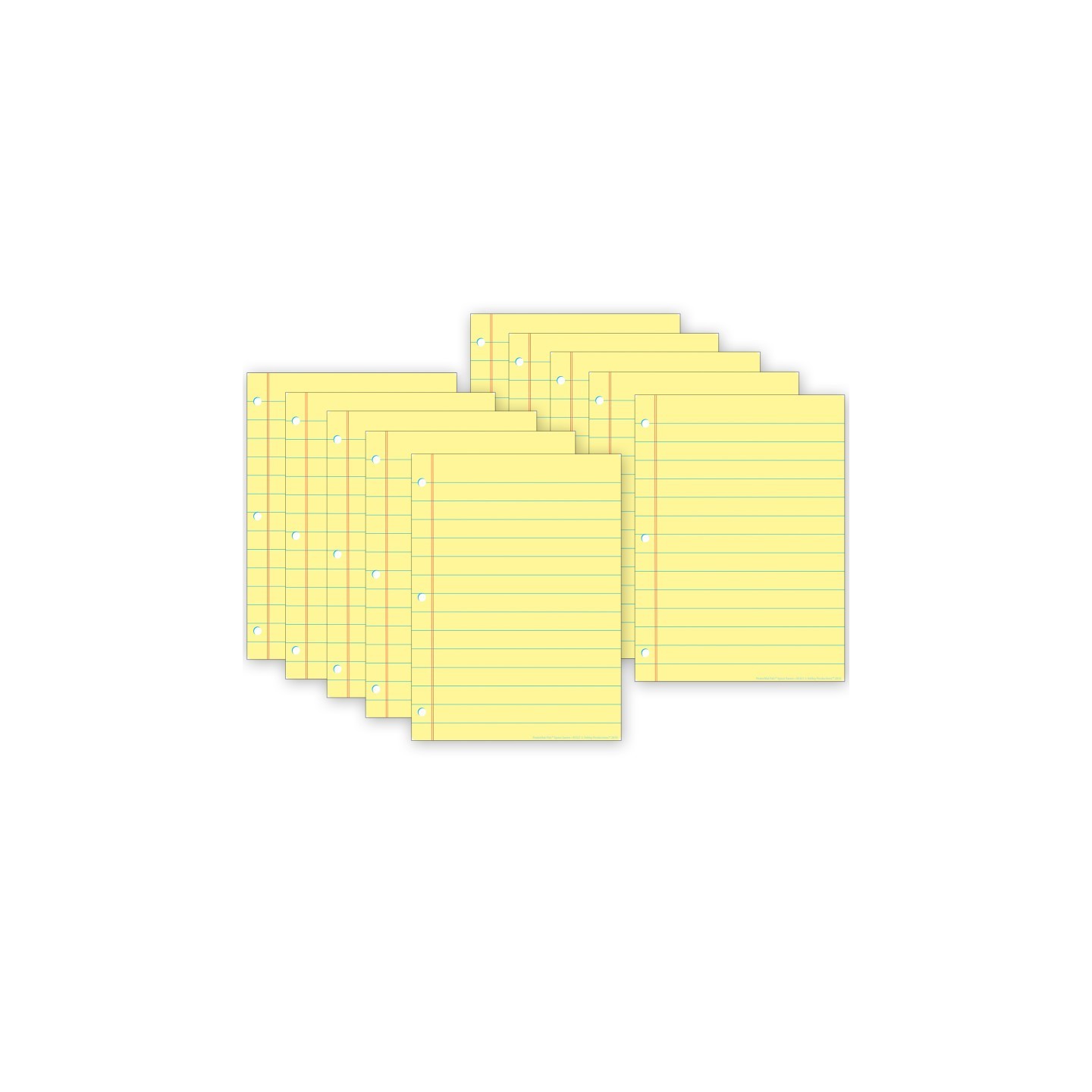 Ashley Productions® Smart Poly® PosterMat Pals™ Space Savers, 13" x 9-1/2", Yellow Notebook Paper, Pack of 10