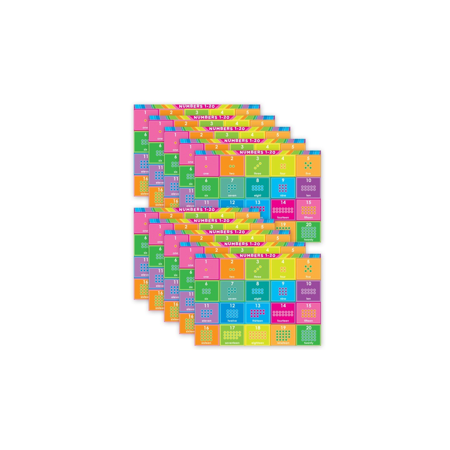 Ashley Productions® Smart Poly® PosterMat Pals™ Space Savers, 13" x 9-1/2", Numbers 1-20, Pack of 10