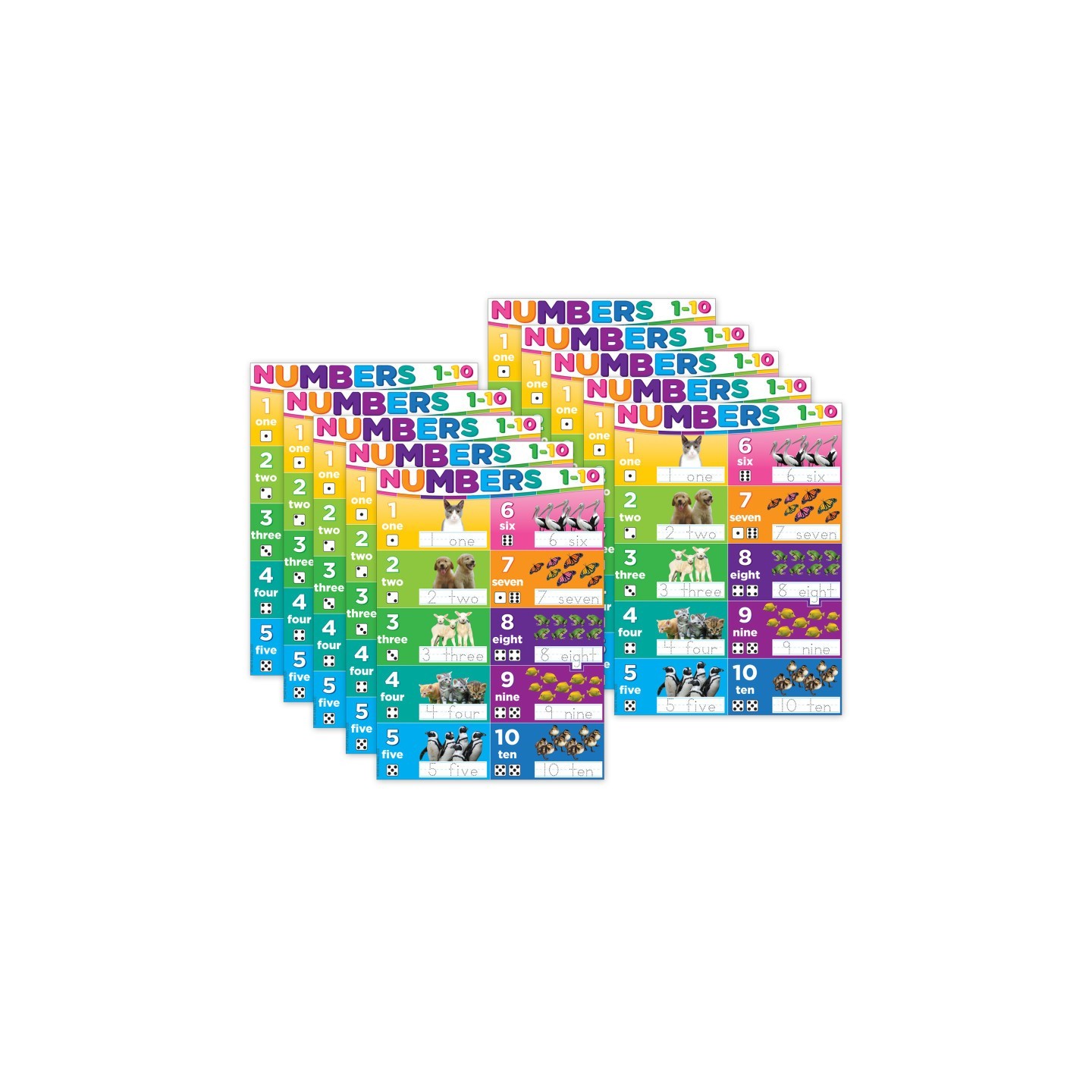 Ashley Productions® Smart Poly® PosterMat Pals™ Space Savers, 13" x 9-1/2", Numbers 1-10, Pack of 10