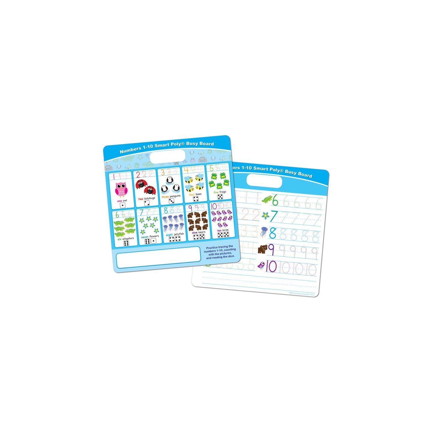 Ashley Productions® Smart Poly® Educational Activity Busy Board, Dry Erase with Marker, 10-3/4" x 10-3/4", Numbers 1 to 10