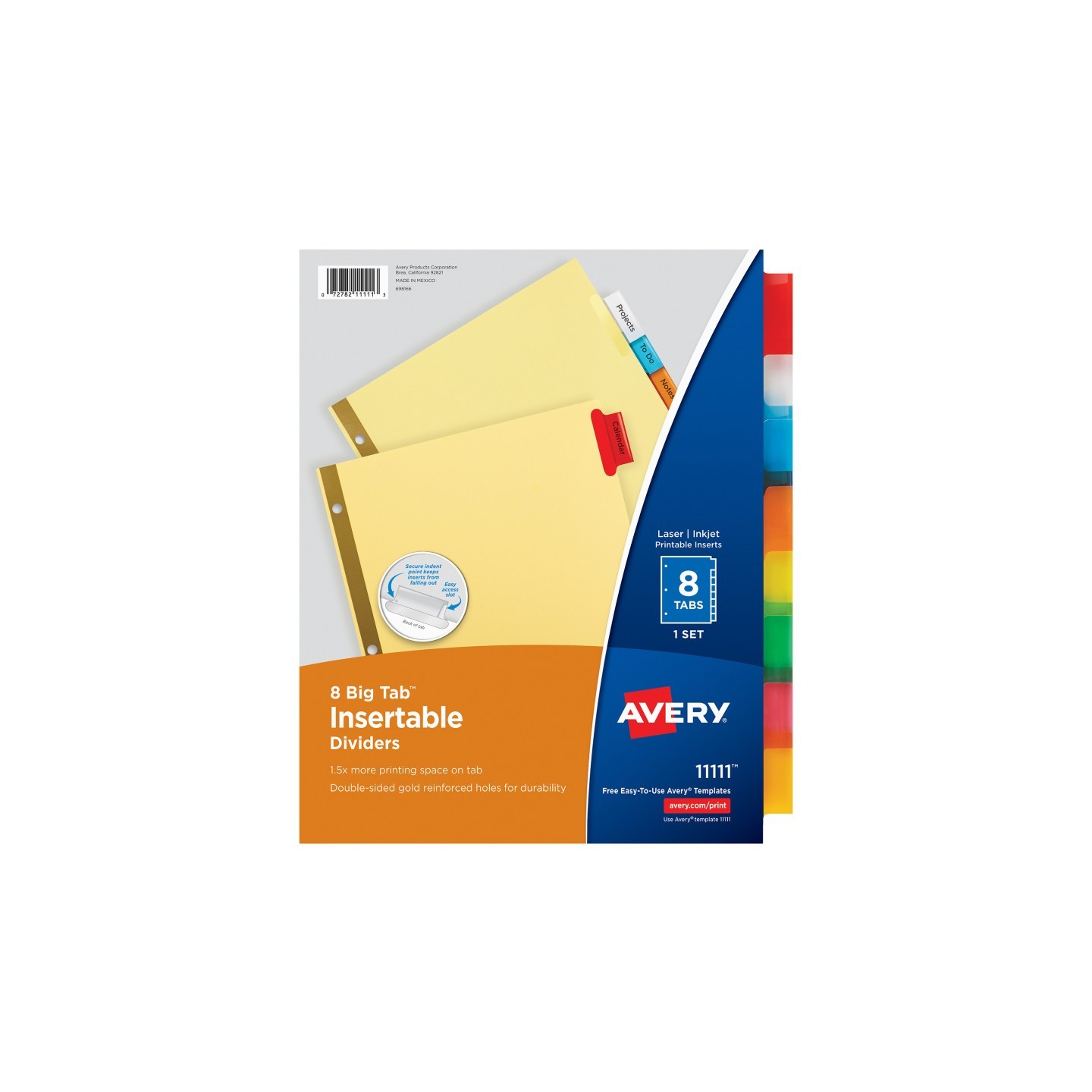 Avery® Big Tab™ Insertable Dividers, Buff Paper, 8-Tab Set, Multicolor