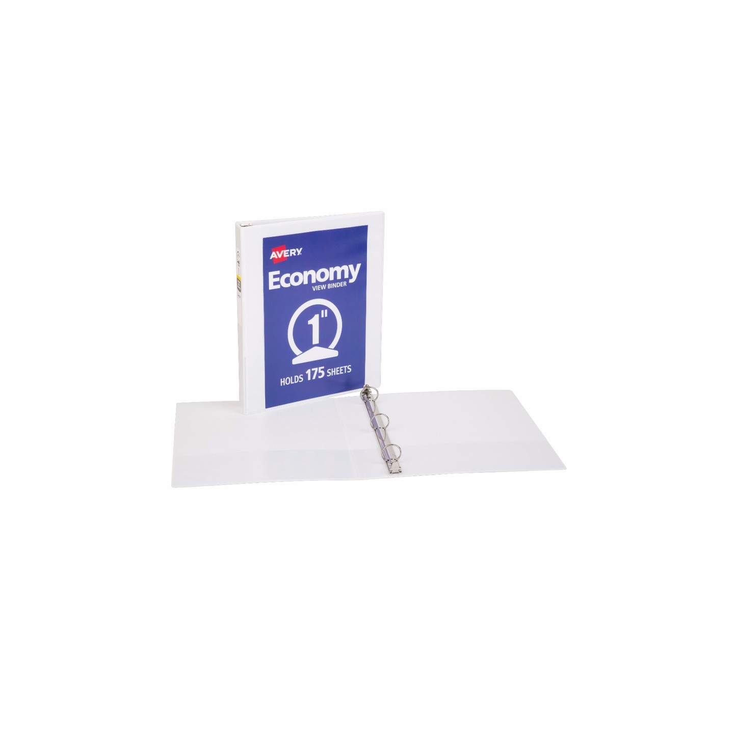 Avery® Economy View Binder, 1" Round Rings, 175-Sheet Capacity, White