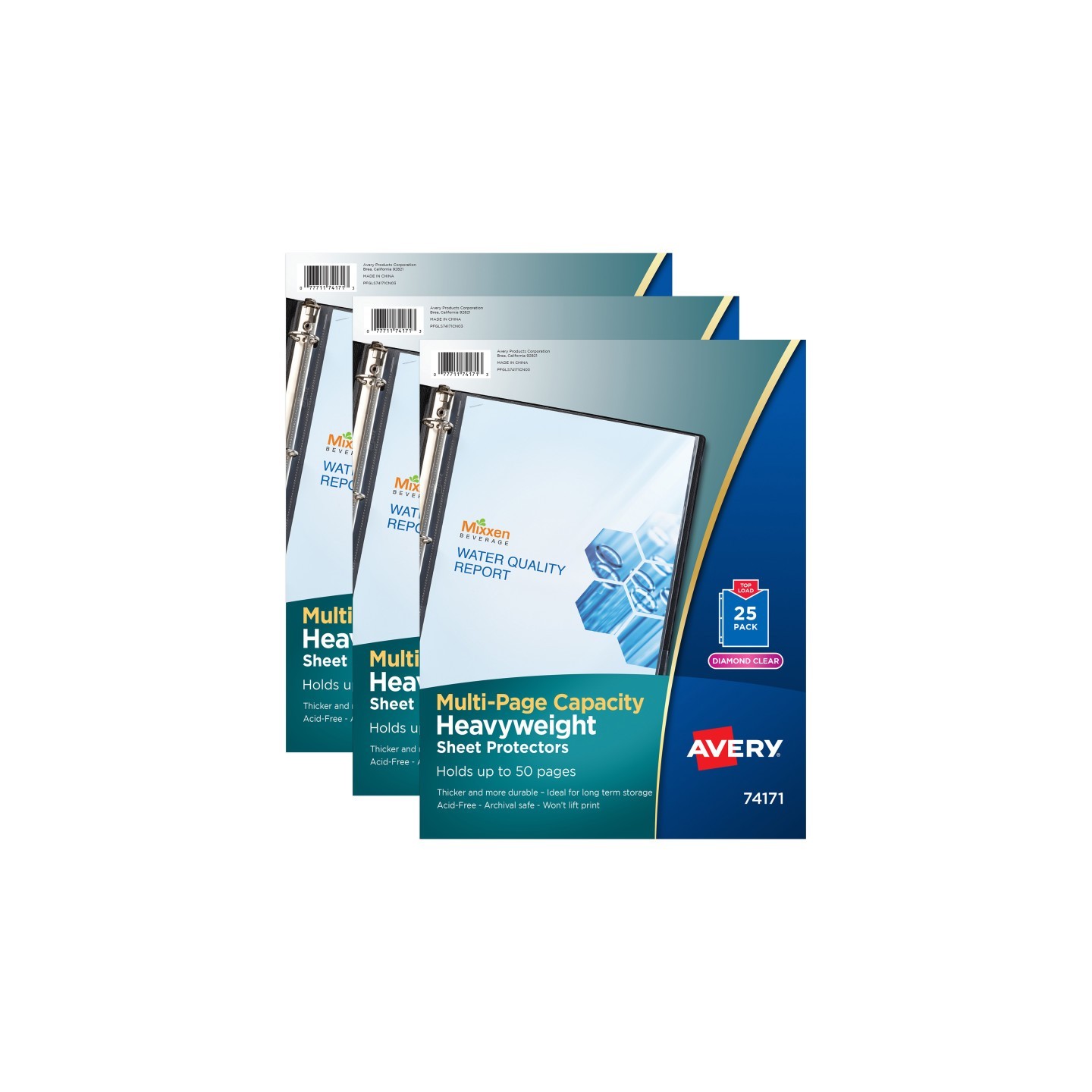 Avery® Clear Heavyweight Multi-Page Capacity Sheet Protectors, Holds 8-1/2" x 11" Sheets, Top Load, 25 Per Pack, 3 Packs