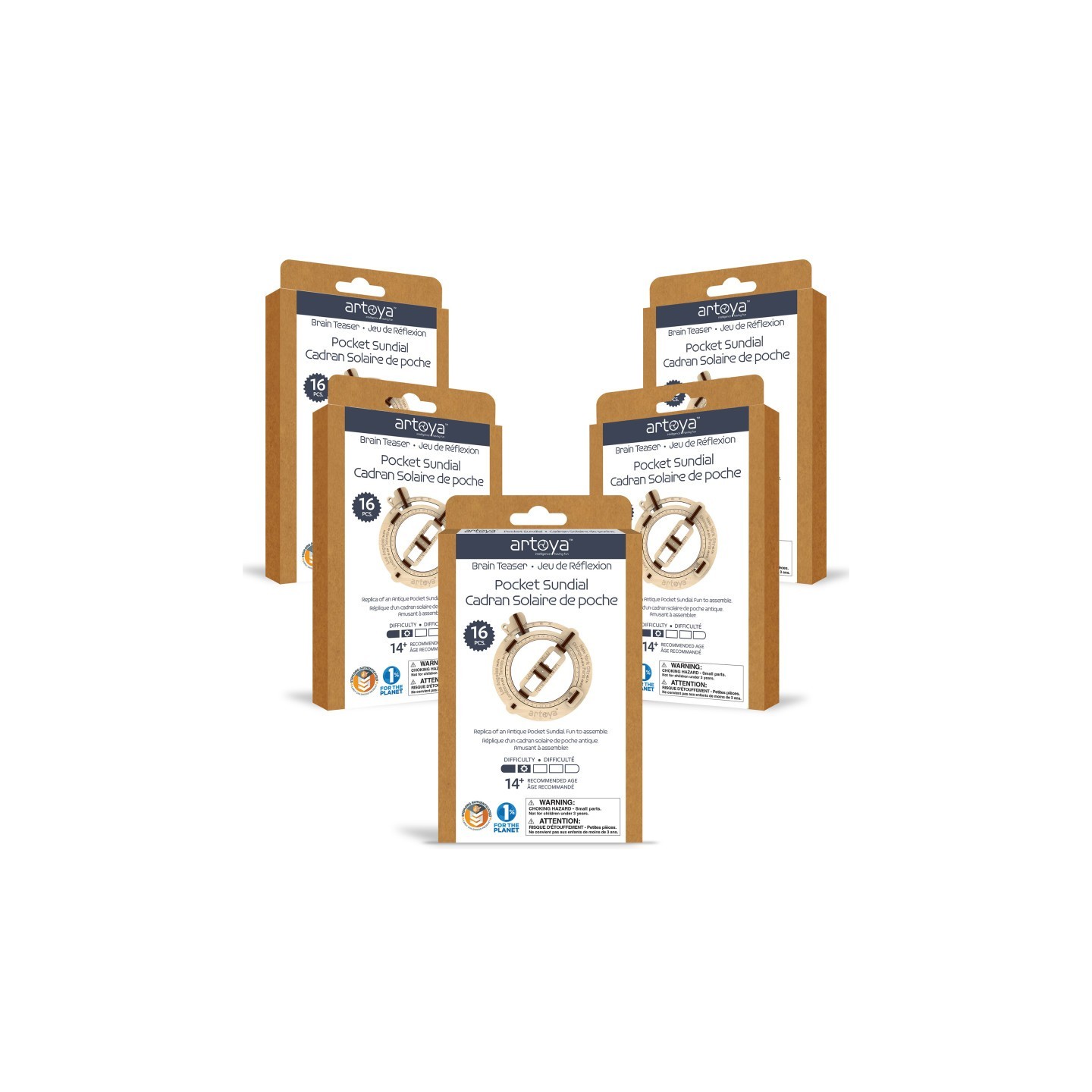 artoya Pocket Sundial 3D Wooden STEM Model 5-Pack