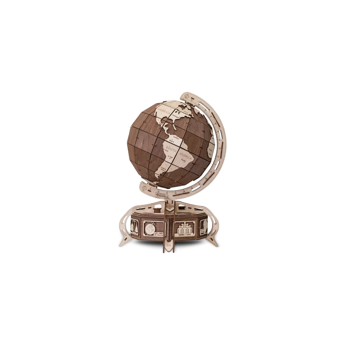EWA Eco-Wood-Art Globe Brown 3D Wooden STEM Construction Kit