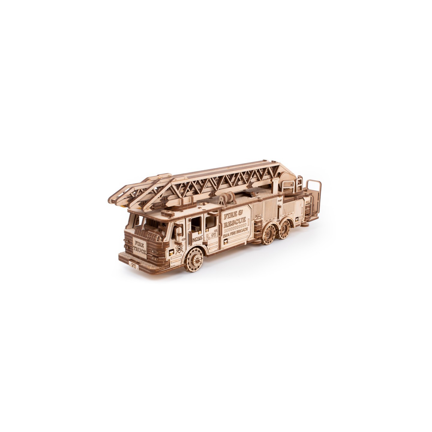 EWA Eco-Wood-Art Fire Truck 3D Wooden STEM Construction Kit