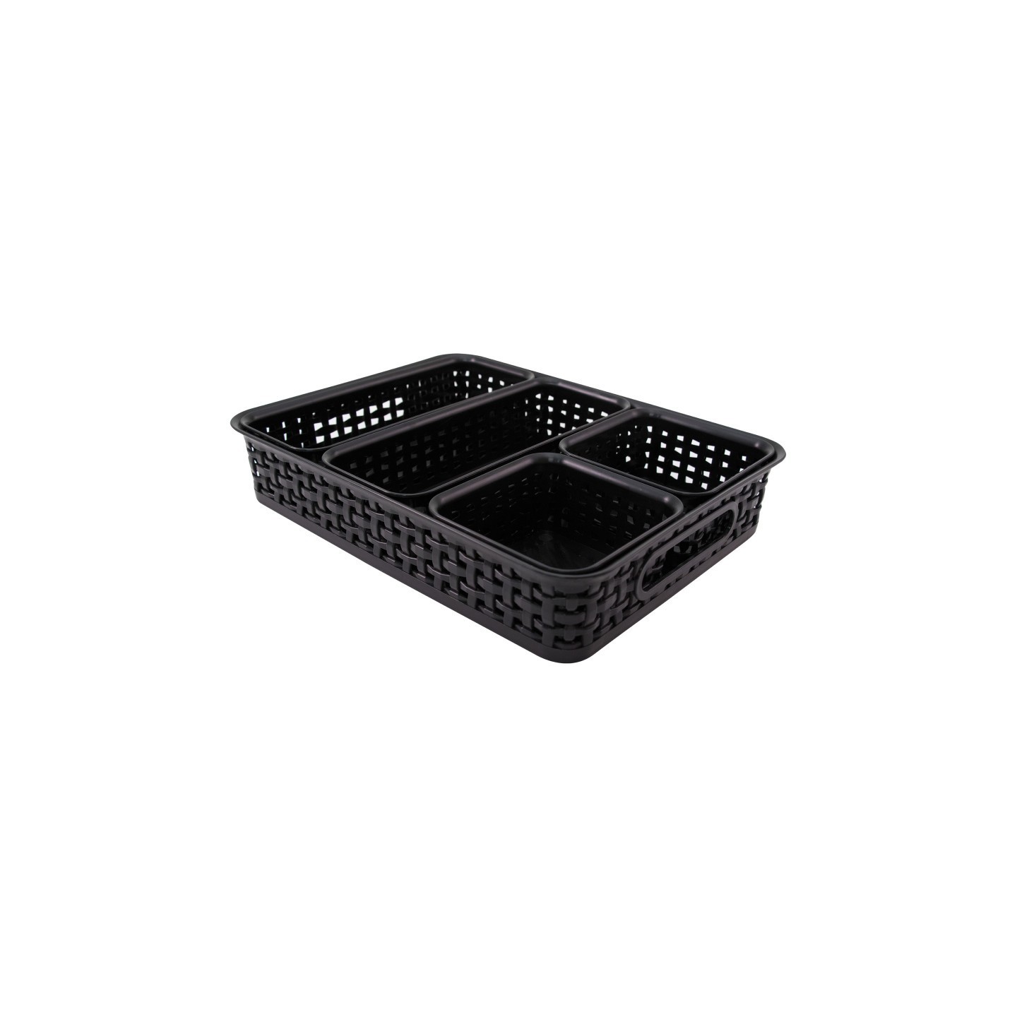 Thinkspace Plastic Weave Bin, Black, Pack of 5