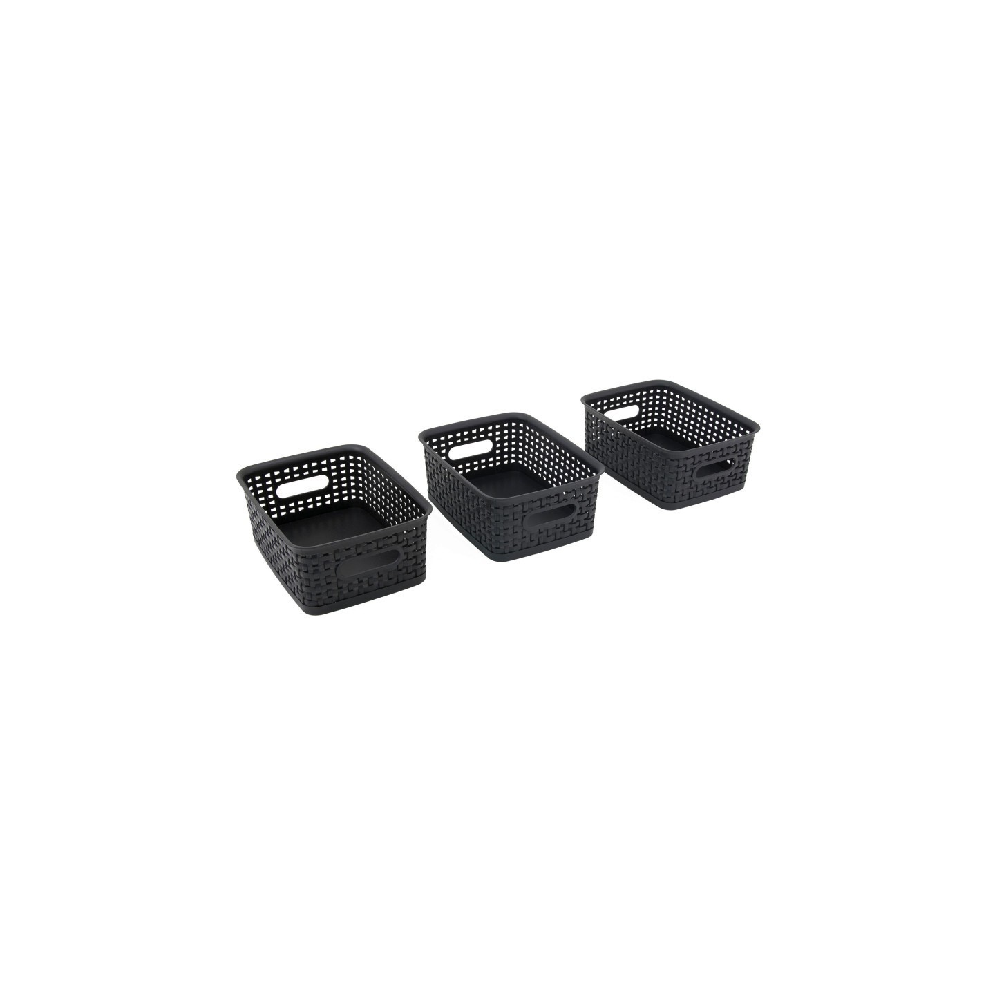 Advantus® Black Plastic Weave Bins, Small, Pack of 3