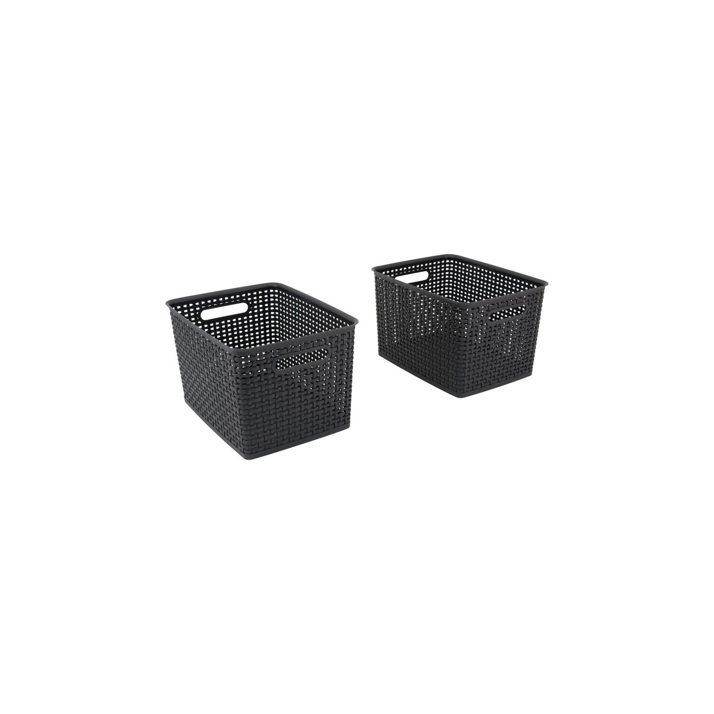 Advantus® Black Plastic Weave Bins, Large, Pack of 2