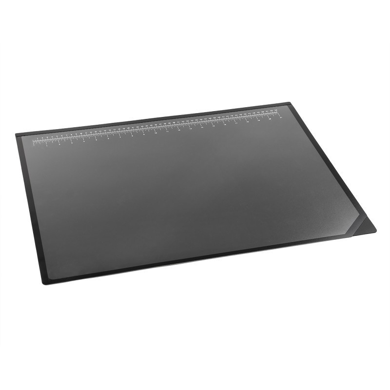 Artistic Desk Pad, Clear Overlay Lift-Top, Built-In Ruler, Black, 19x24 in