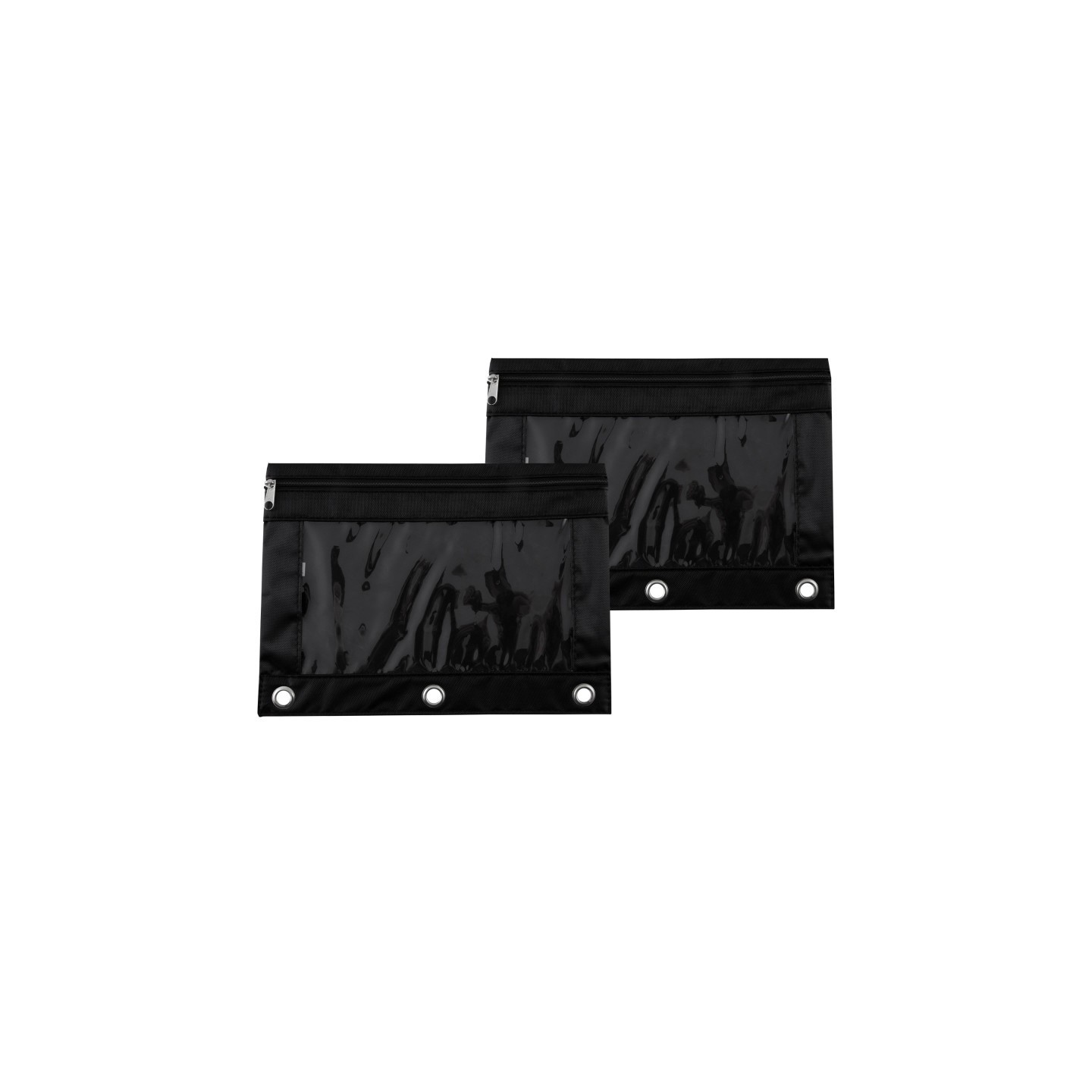 Advantus® Binder Pencil Pouch, Black/Clear, 10x7.38 in, Set of 2