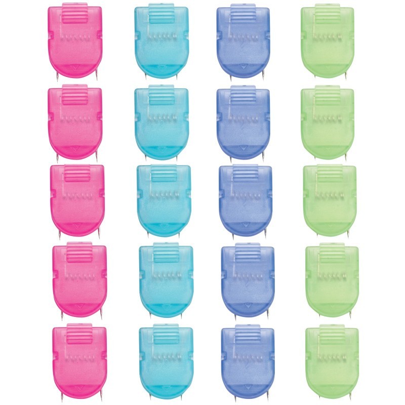 Advantus® Wall Clips For Fabric Panels, Cool Colors, 40 Sheet Capacity, Pack of 20