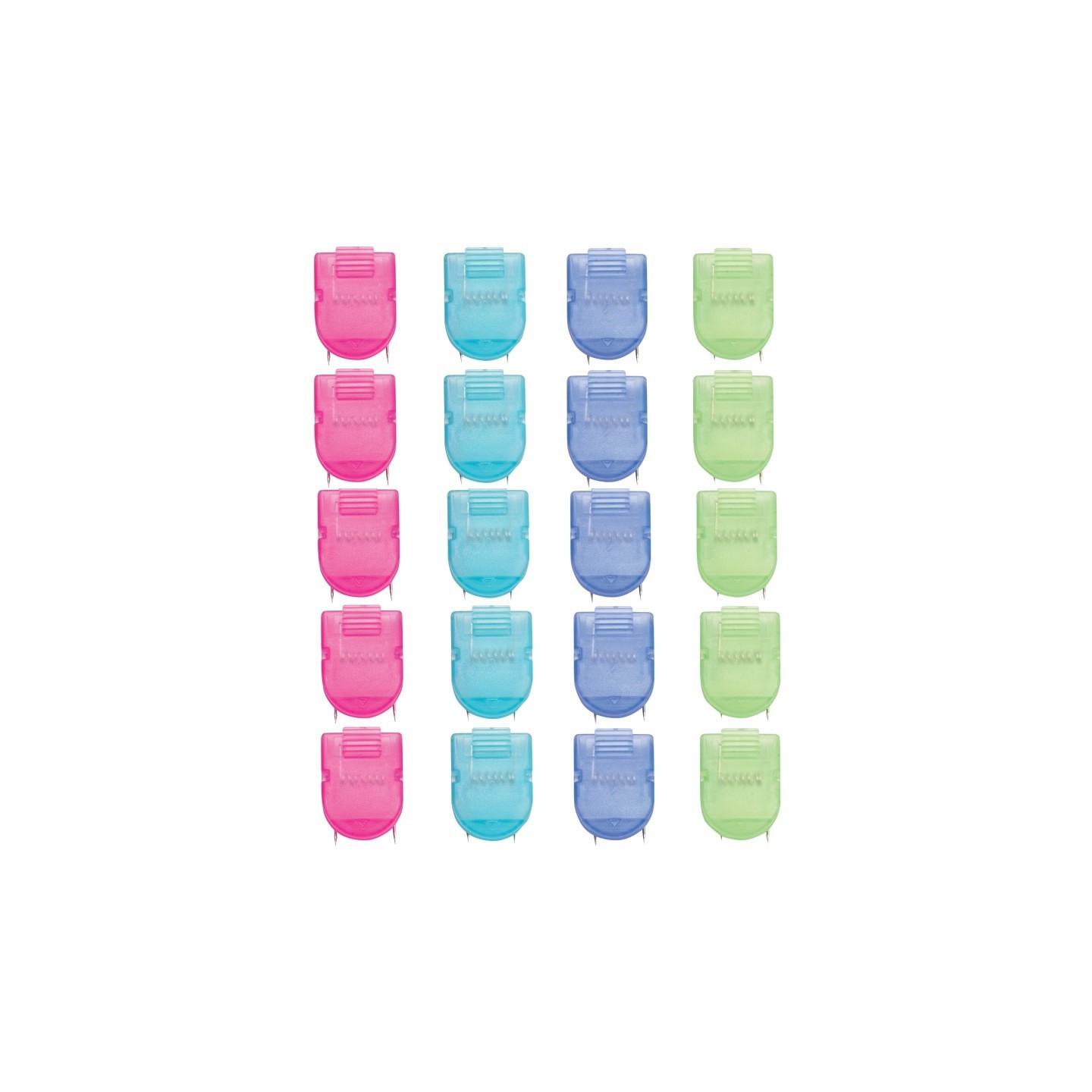 Advantus® Wall Clips For Fabric Panels, Cool Colors, 40 Sheet Capacity, Pack of 20