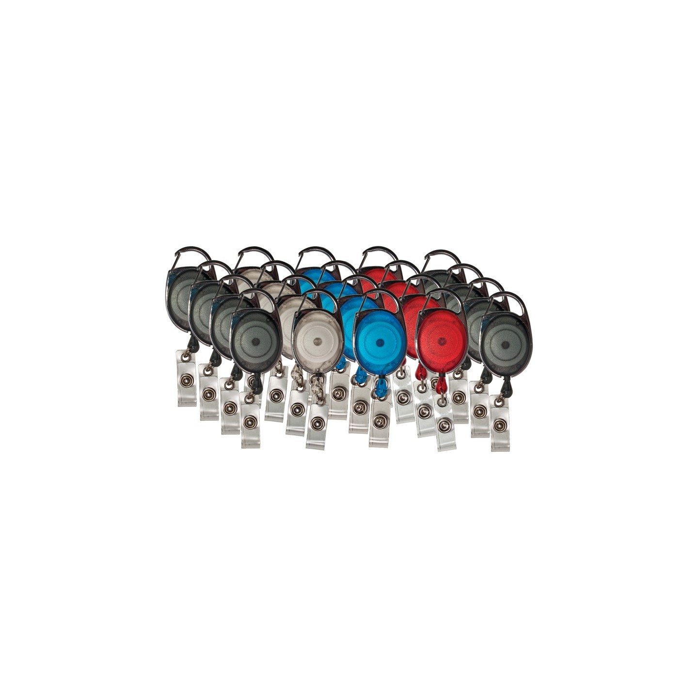 Advantus® Retractable Carabiner Style Badge Reels with Badge Strap, Assorted, Pack of 20
