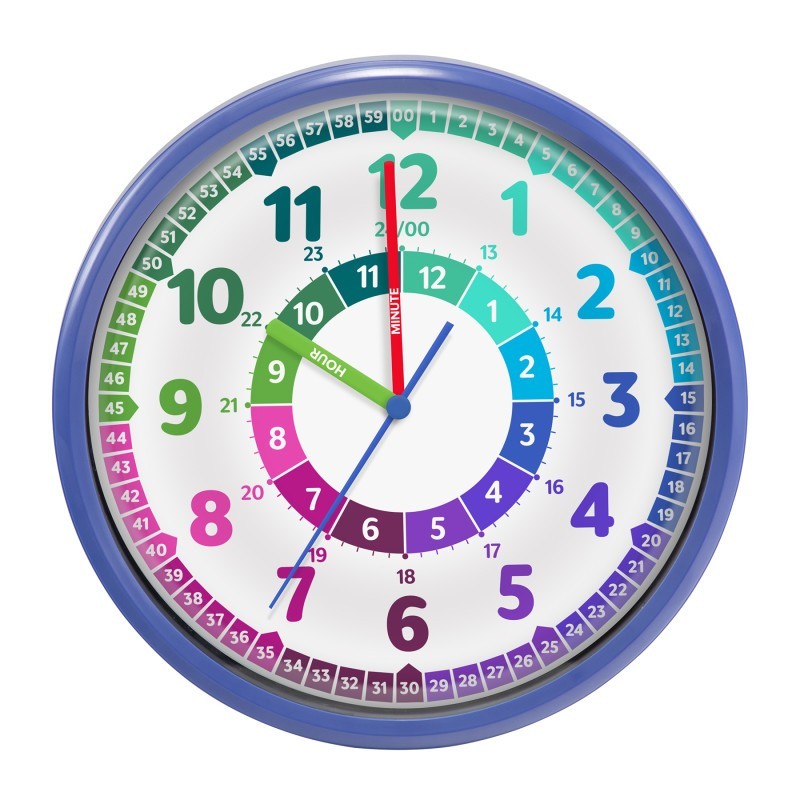 Advantus® Timekeeper Wall Clock with Learning Features, Silent Sweep Dial, Glass, 10 in., Multi-Color