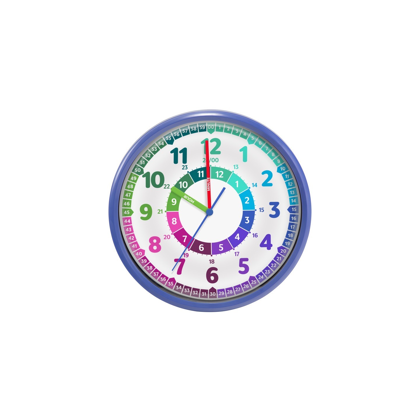 Advantus® Timekeeper Wall Clock with Learning Features, Silent Sweep Dial, Glass, 10 in., Multi-Color