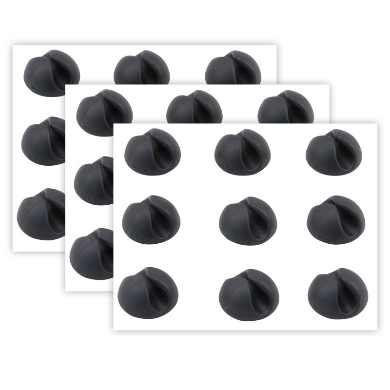 Bluelounge® Cabledrop Minis Cord Management, Black, 9 Per Pack, 3 Packs