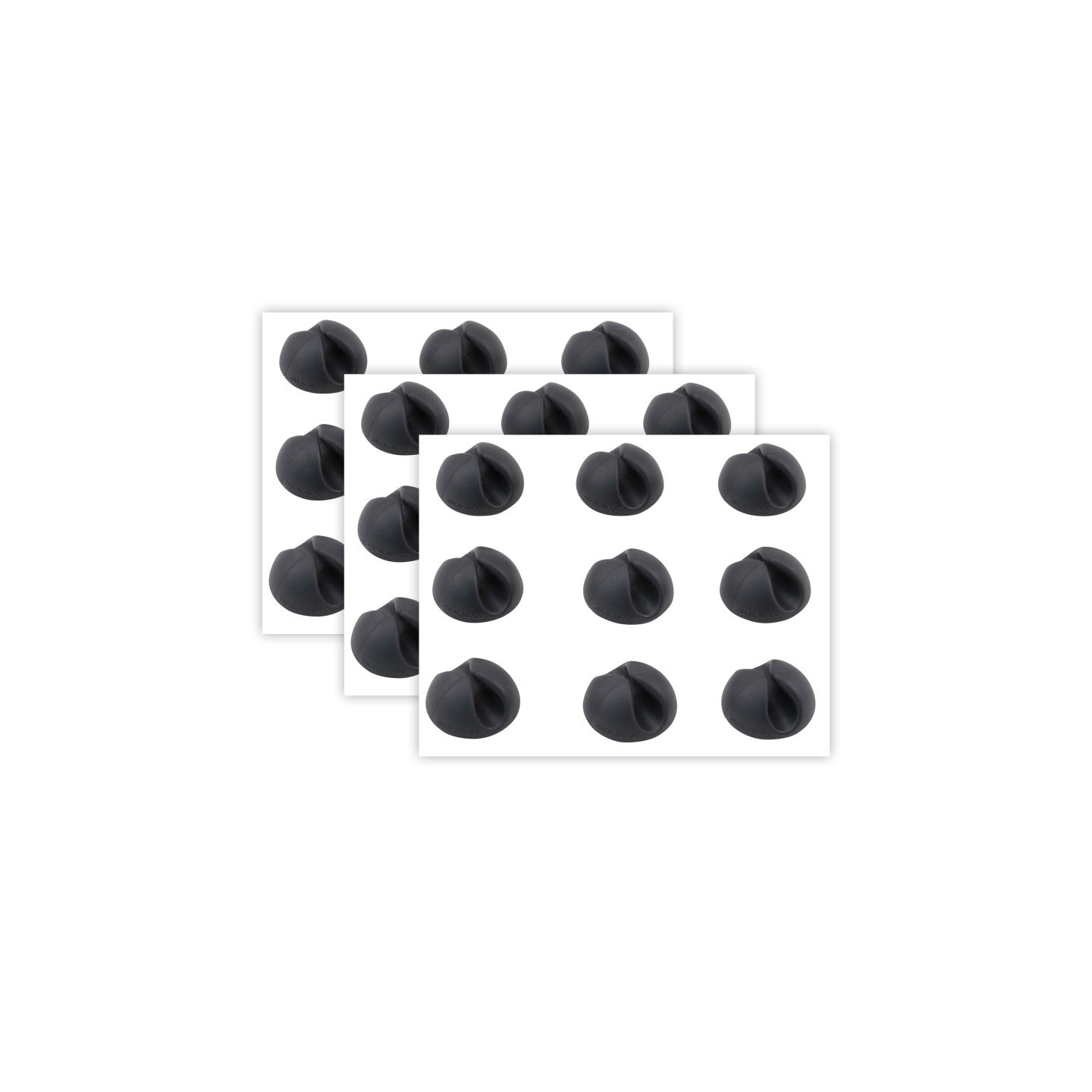 Bluelounge® Cabledrop Minis Cord Management, Black, 9 Per Pack, 3 Packs