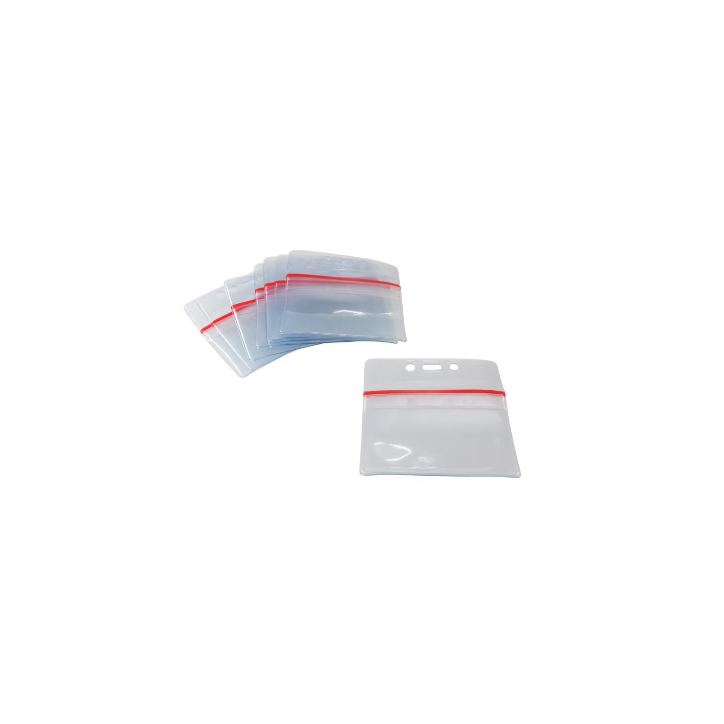 SICURIX Zip Closure Sealable ID Badge Holders, Horizontal, Clear, Pack of 50